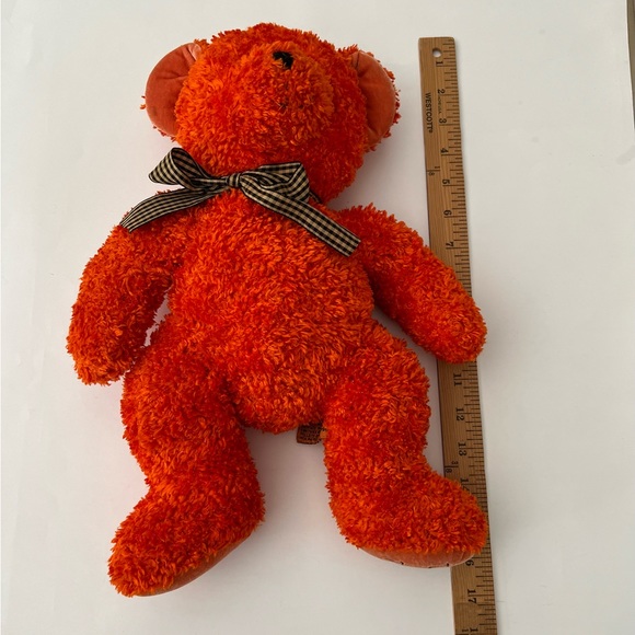 Tri Russ Trick Or Treat Shimmering Orange Plush Teddy Bear Brown Gingham Bow - Picture 4 of 9